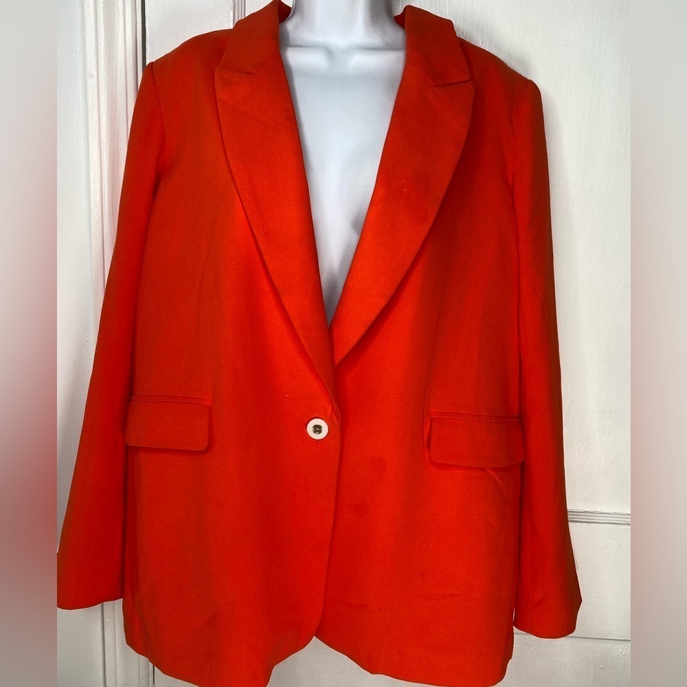 Rachel Zoe Bold Orange Single Button Blazer